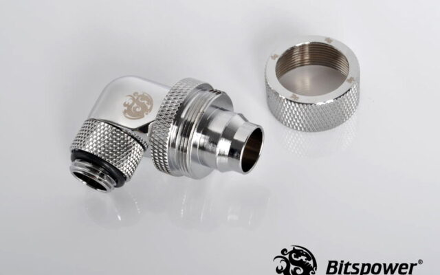 1/2"ID - 3/4"OD Rotary 90 Deg. Angled Compression Fitting Silver