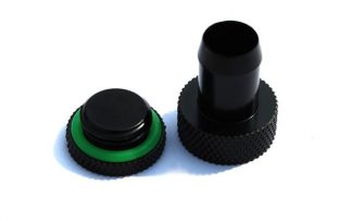 Fill/Drain Port Sealing Plug w/ 3/8"ID Tubing Barb - Matt Black