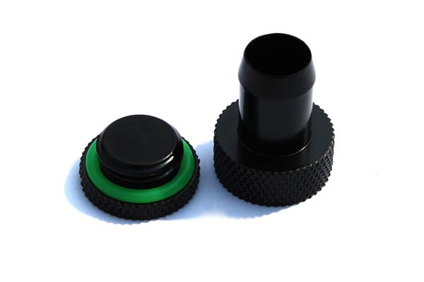 Fill/Drain Port Sealing Plug w/ 3/8"ID Tubing Barb - Matt Black