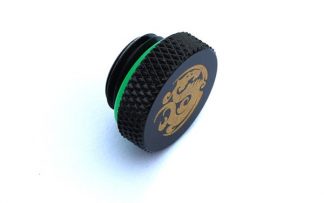 Stop Plug Fitting - G1/4" Matt Black w/UV Green O-ring