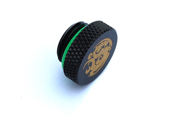 Stop Plug Fitting - G1/4" Matt Black w/UV Green O-ring