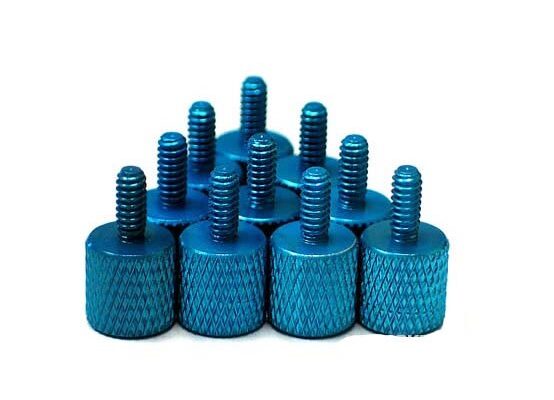 10pcs Blue Anodized Aluminum Thumb Screw Pack