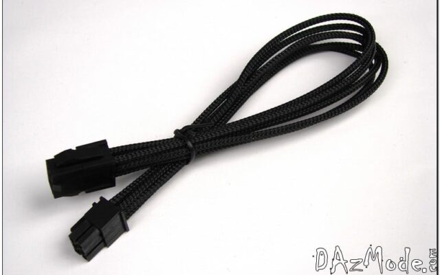 6-Pin PCI-E 12" (30cm) DarkSide HSL Single Braid Cable - Jet Black