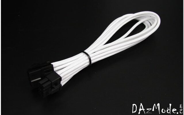 8-Pin PCI-E HSL 12" (30cm) DarkSide Single Braid Cable - White