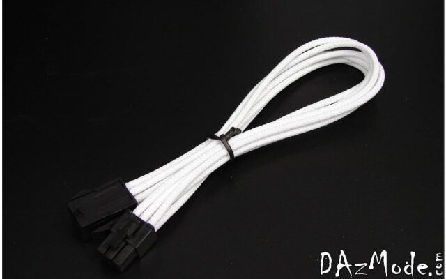 6-Pin PCI-E HSL 12" (30cm) DarkSide Single Braid Cable - White