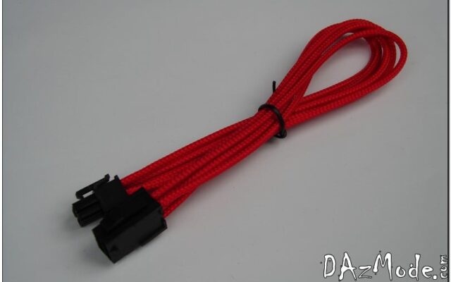 6-Pin PCI-E HSL 12" (30cm) DarkSide Single Braid Cable - Red UV