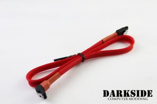 45cm (18") SATA 2.0/3.0 Sleeved 7-pin 180° to 90° Data Cable - Red UV