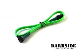 45cm (18") SATA 2.0/3.0 Sleeved 7-pin 180° to 90° Data Cable - Green UV