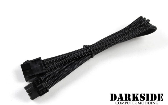 8-Pin PCI-E HSL 12" (30cm) DarkSide Single Braid Cable - Jet Black