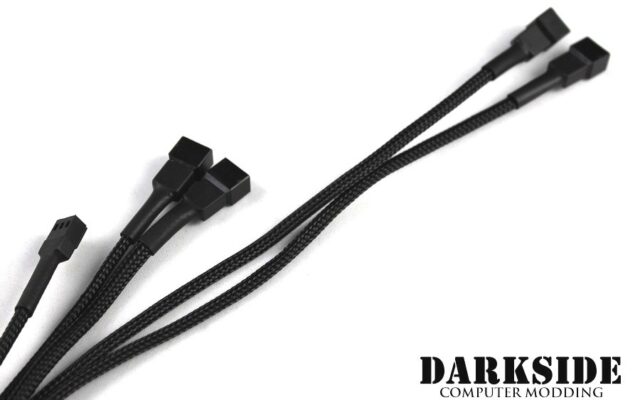 3-pin DUAL PUSH-PULL Radiator Fan Power Y-cable Splitter (4x fans) - Jet Black