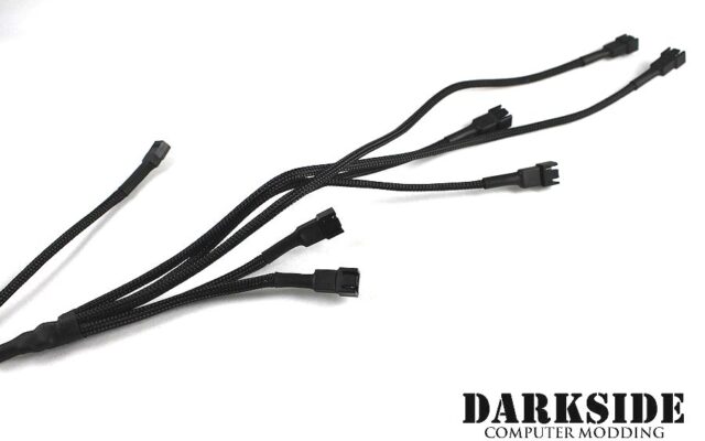 3-pin TRIPLE PUSH-PULL Radiator Fan Power Y-cable Splitter (6x fans) - Jet Black