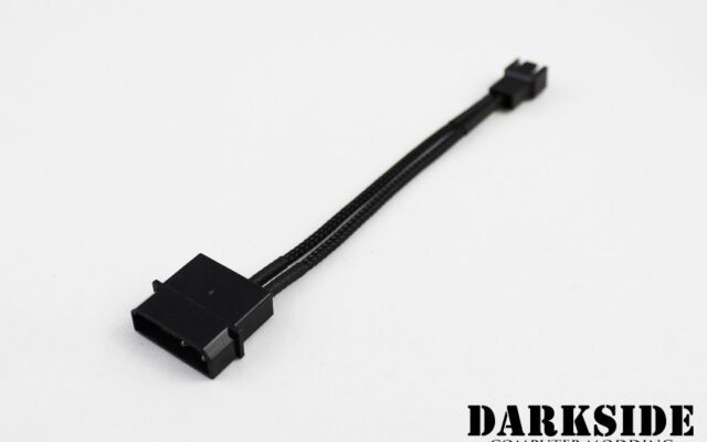 3-pin Fan to 4-pin Molex Adapter Cable - Sleeved Jet Black