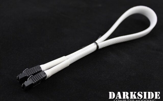 30cm (12") SATA 2.0/3.0 7P 180° to 180° cable with latch  - White