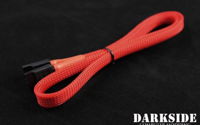 60cm (24") SATA 2.0/3.0 7P 180° to 180° cable with latch  - Red UV