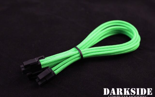 4+4 EPS 12" (30cm) HSL DarkSide Single Braid Cable - Green UV