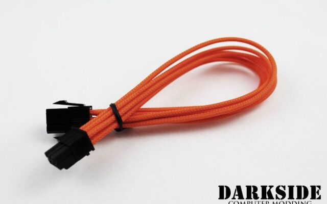 6-Pin PCI-E HSL 12" (30cm) DarkSide Single Braid Cable - Orange