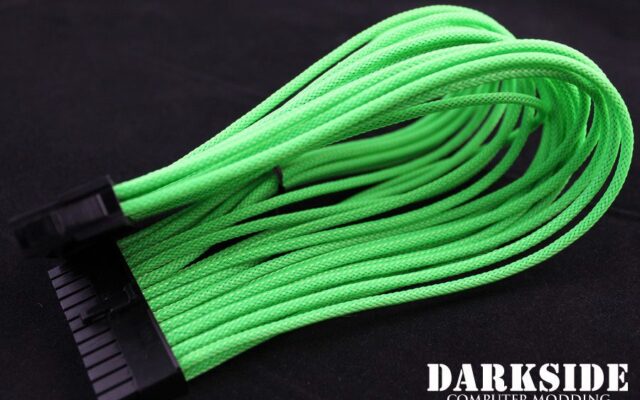 24-Pin ATX HSL 12" (30cm) DarkSide HSL Single Braid Cable - Green UV