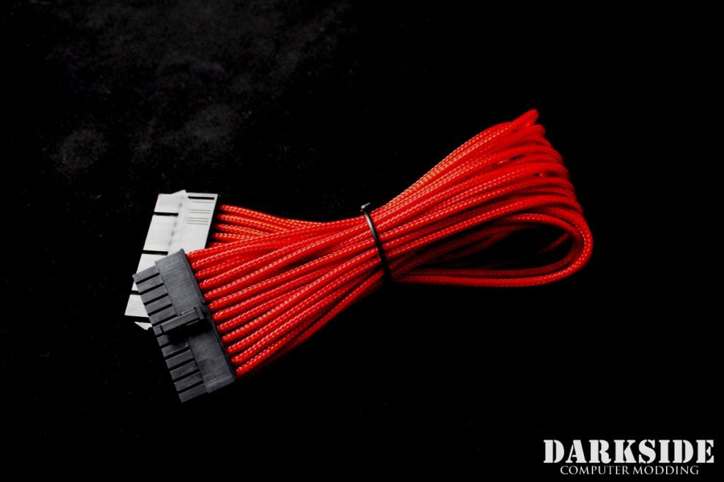 24-Pin ATX HSL 12" (30cm) DarkSide HSL Single Braid Cable - Red UV-4