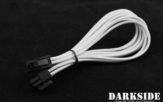 4+4 EPS 12" (30cm) HSL DarkSide Single Braid Cable - White