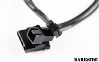 4-PIN MOLEX + RPM Wire  to 3-PIN FAN conversion cable - 30cm Jet Black Sleeved