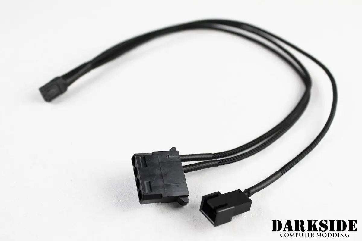 4-PIN MOLEX + RPM Wire 3-PIN conversion cable - 30cm Jet Black Sleeved - DazMode