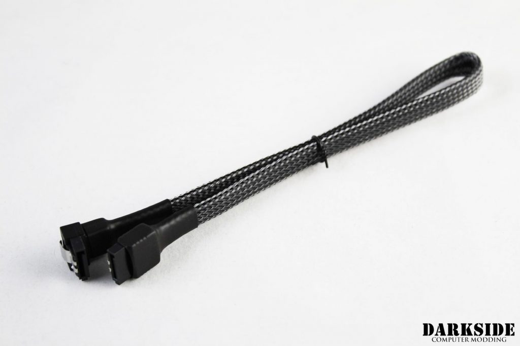 30cm (12") SATA 2.0/3.0 7P 180° to 90° cable with latch  - Graphite Metallic