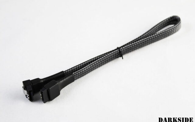 30cm (12") SATA 2.0/3.0 7P 180° to 90° cable with latch  - Graphite Metallic