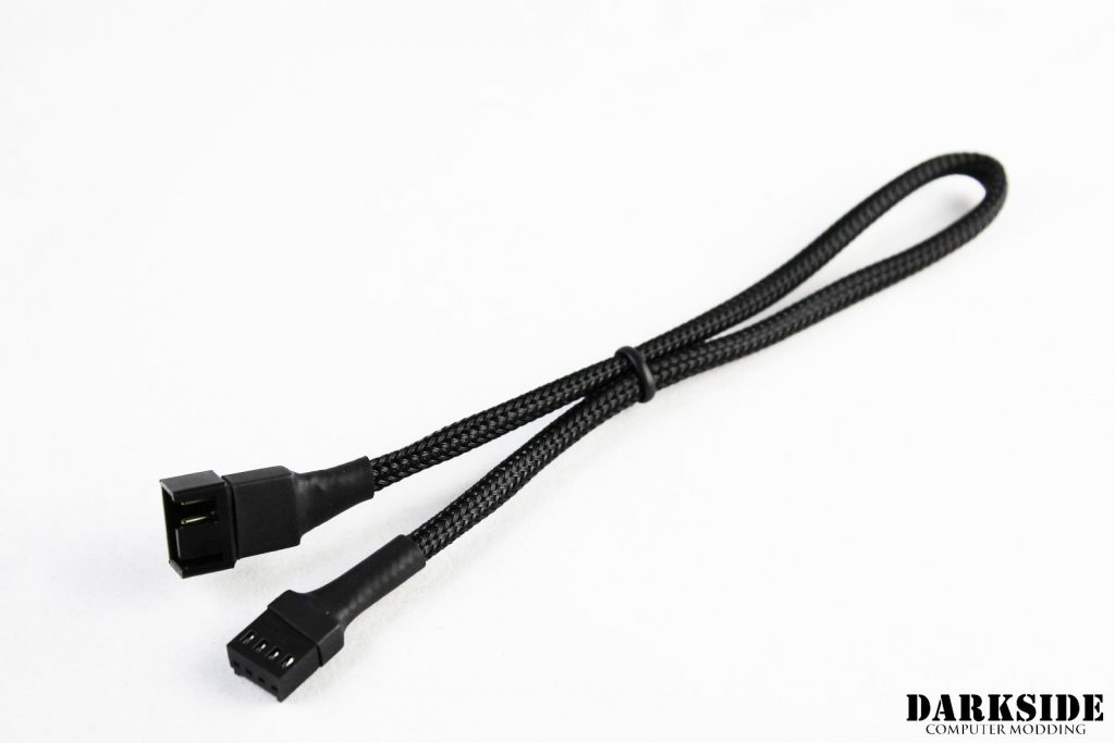 4-Pin 30cm (12") M/F PWM Fan Sleeved Cable - Jet Black