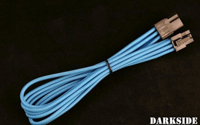 6-Pin PCI-E DarkSide HSL Single Braid MF Cable - Aqua Blue (UV)