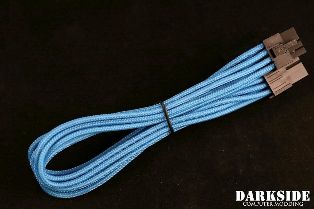 8-Pin PCI-E DarkSide HSL Single Braid MF Cable - Aqua Blue (UV)