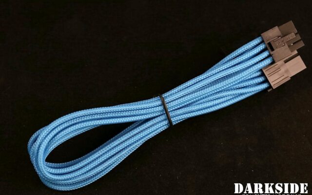 8-Pin PCI-E DarkSide HSL Single Braid MF Cable - Aqua Blue (UV)