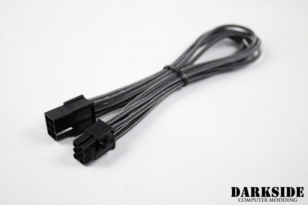 6-Pin PCI-E HSL 12" (30cm) DarkSide Single Braid M-F Cable - Graphite Metallic