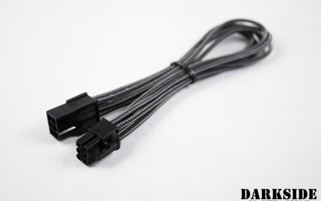 6-Pin PCI-E HSL 12" (30cm) DarkSide Single Braid M-F Cable - Graphite Metallic