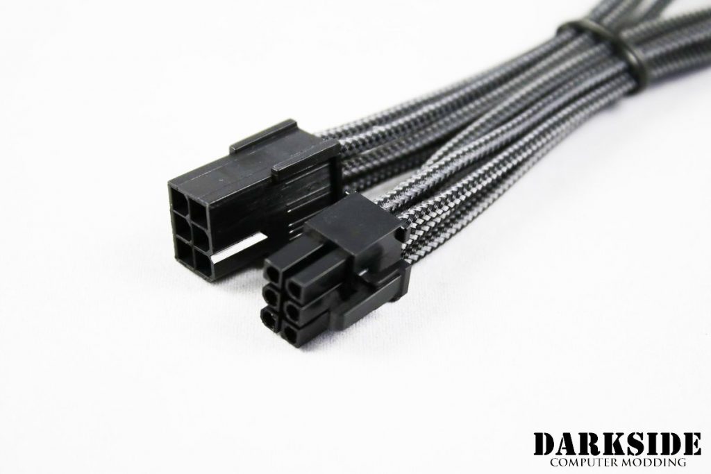 6-Pin PCI-E HSL 12" (30cm) DarkSide Single Braid M-F Cable - Graphite Metallic-2
