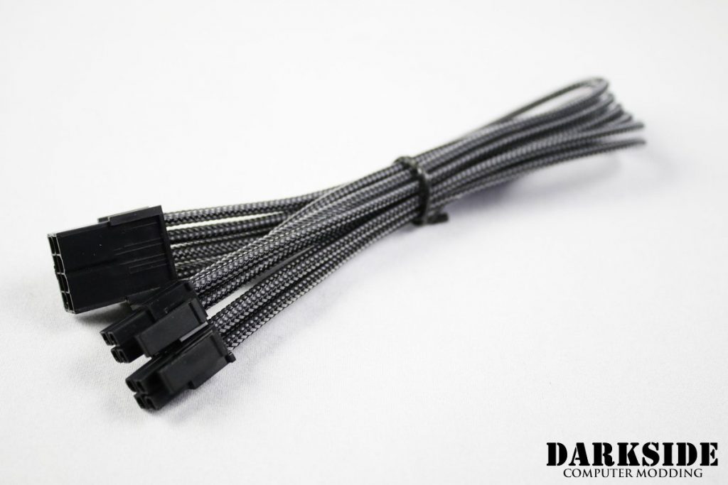 4+4 EPS 12" (30cm) HSL DarkSide Single Braid M-F Cable - Graphite Metallic