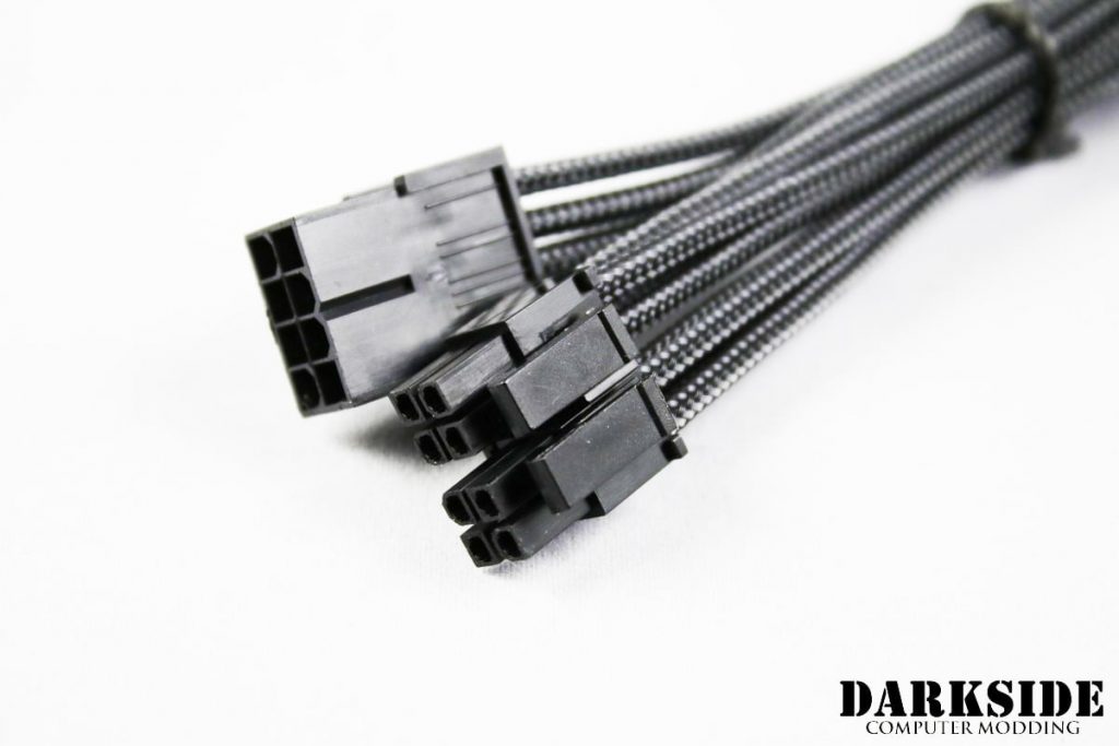 4+4 EPS 12" (30cm) HSL DarkSide Single Braid M-F Cable - Graphite Metallic-2