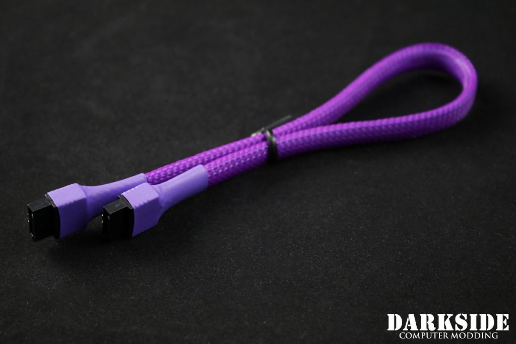 30cm (12") SATA 2.0/3.0 7P 180° to 180° cable with latch  - Purple UV