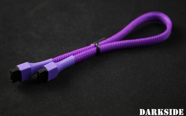 30cm (12") SATA 2.0/3.0 7P 180° to 180° cable with latch  - Purple UV