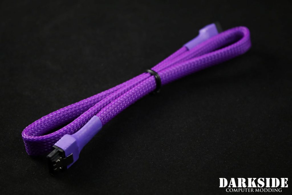 45cm (18") SATA 2.0/3.0 7P 180° to 180° cable with latch  - Purple UV