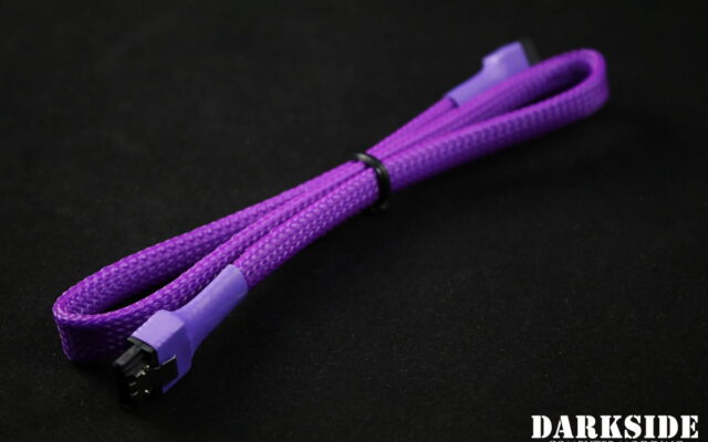 45cm (18") SATA 2.0/3.0 7P 180° to 180° cable with latch  - Purple UV