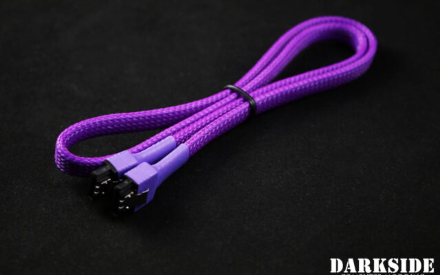 60cm (24") SATA 2.0/3.0 7P 180° to 180° cable with latch  - Purple UV