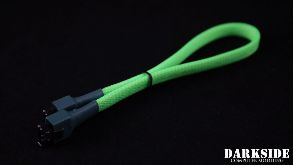 30cm (12") SATA 2.0/3.0 7P 180° to 180° cable with latch  - Green UV