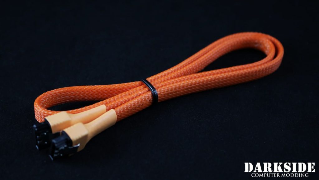 60cm (24") SATA 2.0/3.0 7P 180° to 180° cable with latch  - Orange