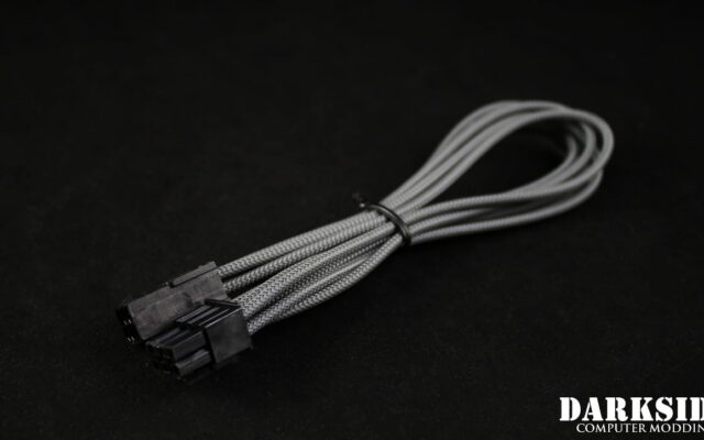 6-Pin PCI-E HSL 12" (30cm) DarkSide Single Braid M-F Cable - Gun Metal