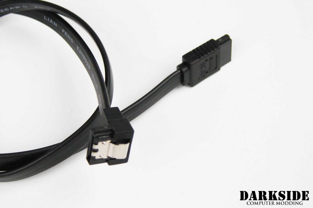 14" (35cm) SATA 6 Gbps Cable, Straight to Right  W/Latch, Black (not sleeved)