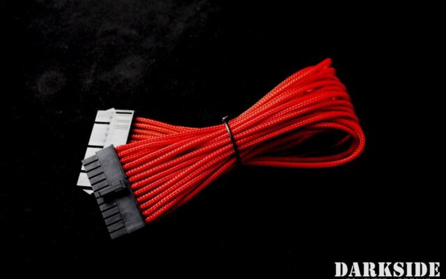 24-Pin ATX HSL 12" (30cm) DarkSide HSL Single Braid MF Cable - Red