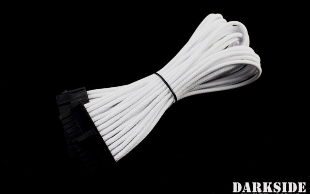 24-Pin ATX HSL 12" (30cm) DarkSide Single Braid MF Cable - White