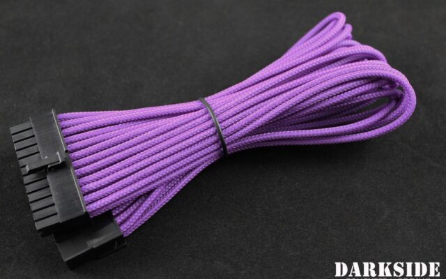 24-Pin ATX HSL 12" (30cm) DarkSide HSL Single Braid MF Cable - Purple UV