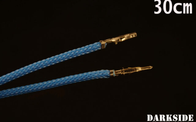 12' (30cm) Male-Female Pre-Sleeved ATX and  PCI-E Wire - Aqua Blue