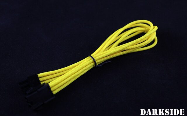 6-Pin PCI-E HSL 12" (30cm) DarkSide Single Braid MF Cable - Yellow II UV